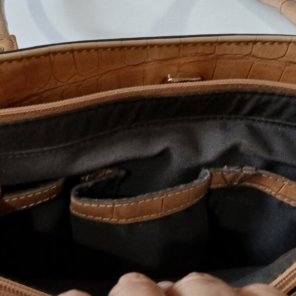 Liz Claiborne 90's Vintage Faux Tan Croc Leather Handbag - Picture 14 of 15